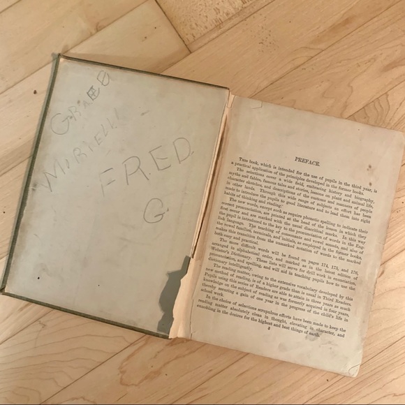 1901 Vintage Hardcover Schoolbook Green and Red - Picture 10 of 16